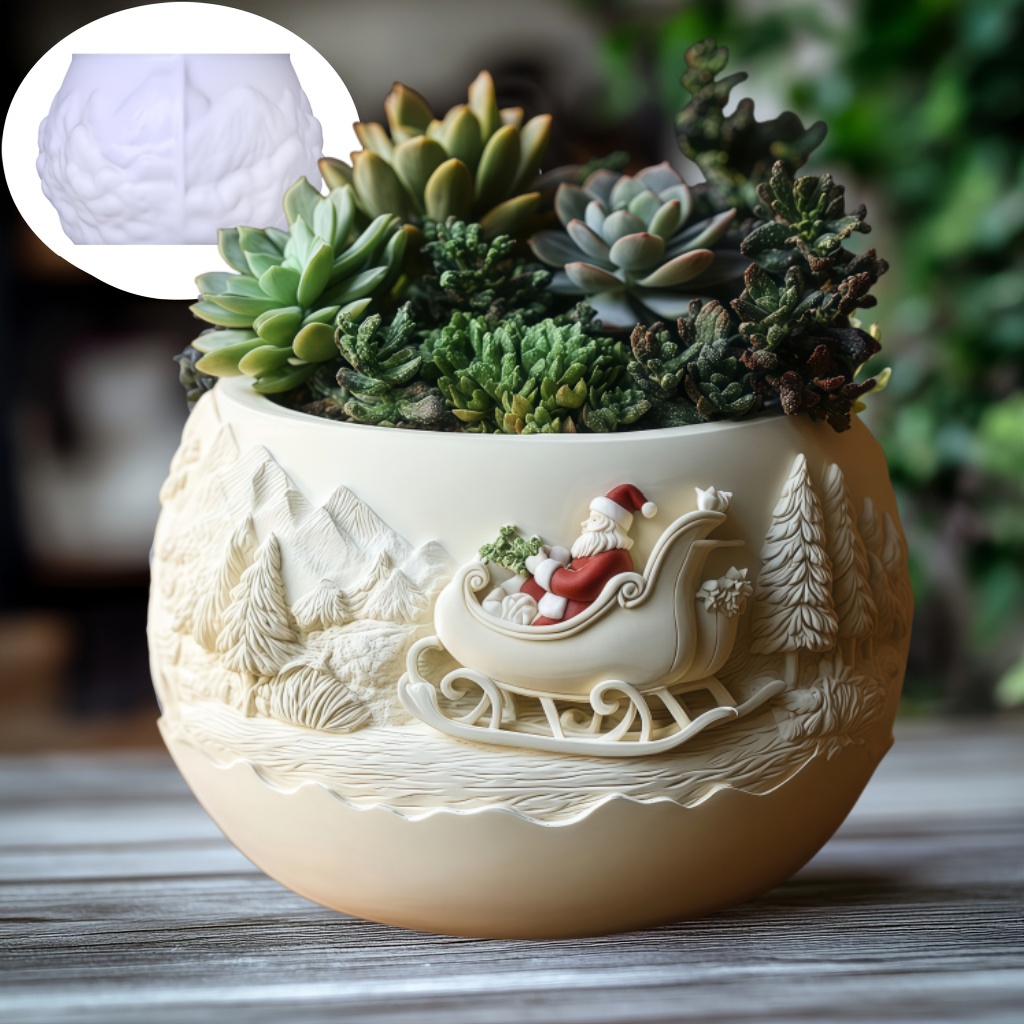 Succulent Set - Кедровые сани Санта-Клаус рельефная свеча чашка